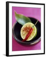 Still Life with Lime, Chili, Saffron and Kaffir Lime Leaf-Jean Cazals-Framed Photographic Print
