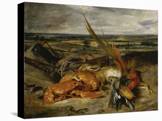 Still Life with Lobster, 1827-Eugene Delacroix-Stretched Canvas