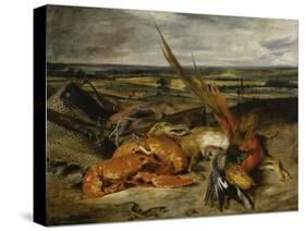 Still Life with Lobster, 1827-Eugene Delacroix-Stretched Canvas