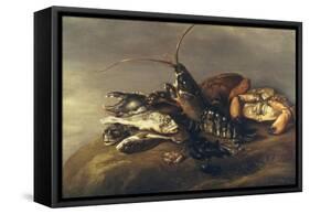 Still Life with Lobster, Crabs, Mussels and Fish-Elias Vonck-Framed Stretched Canvas