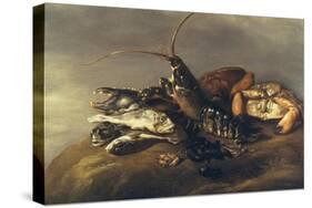 Still Life with Lobster, Crabs, Mussels and Fish-Elias Vonck-Stretched Canvas