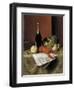 Still Life with Lobster, Fruit, Champagne and Newspaper, 1882-William Michael Harnett-Framed Giclee Print