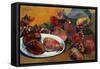 Still Life with Mangoes-Paul Gauguin-Framed Stretched Canvas