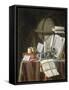 Still Life with Manuscripts, Candle, Globe and Silver Inkwell-Edwaert Colyer-Framed Stretched Canvas