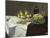 Still Life with Melon and Peaches, c.1866-Edouard Manet-Mounted Giclee Print