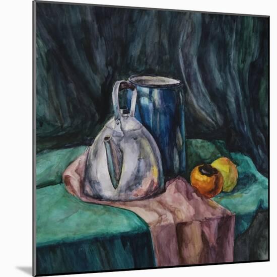 Still Life With Metal Teapot And Milk-Can-Solodkov-Mounted Art Print