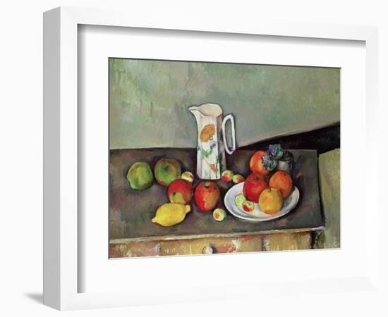 Still Life with Milkjug and Fruit, circa 1886-90-Paul Cézanne-Framed Giclee Print