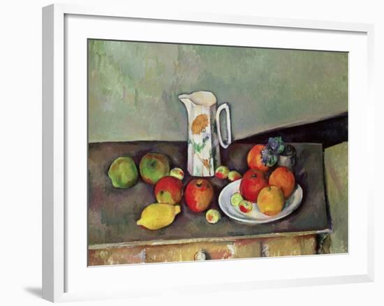 Still Life with Milkjug and Fruit, circa 1886-90-Paul Cézanne-Framed Giclee Print
