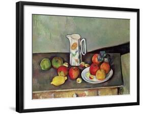 Still Life with Milkjug and Fruit, circa 1886-90-Paul Cézanne-Framed Giclee Print