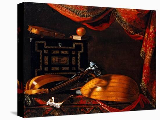 Still Life with Musical Instruments, 17Th Century (Oil on Canvas)-Evaristo Baschenis-Stretched Canvas