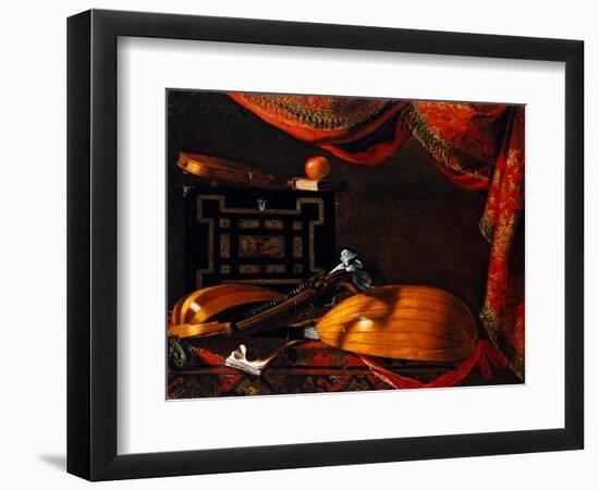 Still Life with Musical Instruments, 17Th Century (Oil on Canvas)-Evaristo Baschenis-Framed Giclee Print