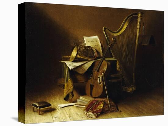 Still Life with Musical Instruments, American School-null-Stretched Canvas