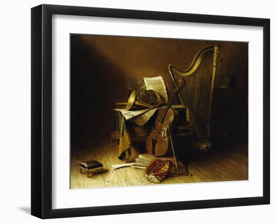 Still Life with Musical Instruments, American School-null-Framed Giclee Print