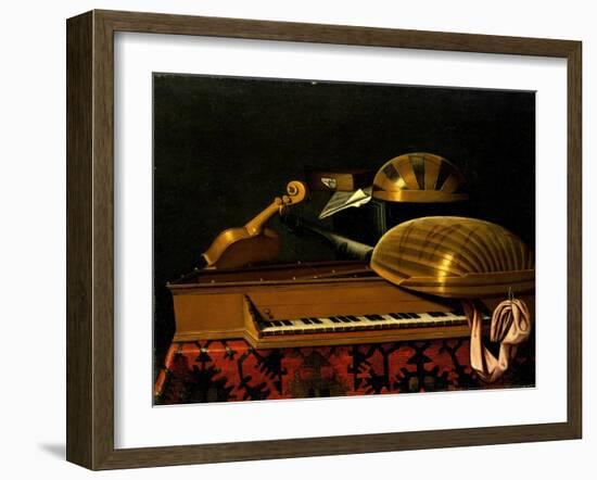 Still Life with Musical Instruments and Books, Mid of 17th C-Bartolomeo Bettera-Framed Giclee Print