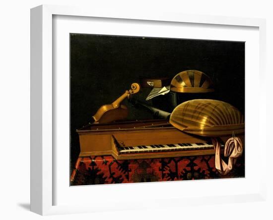 Still Life with Musical Instruments and Books, Mid of 17th C-Bartolomeo Bettera-Framed Giclee Print