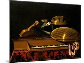Still Life with Musical Instruments and Books, Mid of 17th C-Bartolomeo Bettera-Mounted Giclee Print