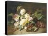 Still Life with of Summer Flowers and Grapes-Henri Robbe-Stretched Canvas