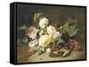 Still Life with of Summer Flowers and Grapes-Henri Robbe-Framed Stretched Canvas