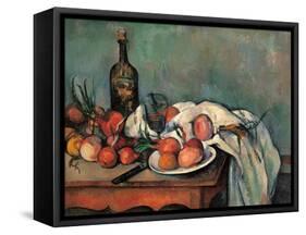 Still Life with Onions-Paul Cézanne-Framed Stretched Canvas