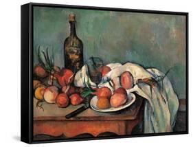 Still Life with Onions-Paul Cézanne-Framed Stretched Canvas