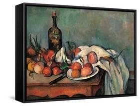 Still Life with Onions-Paul Cézanne-Framed Stretched Canvas