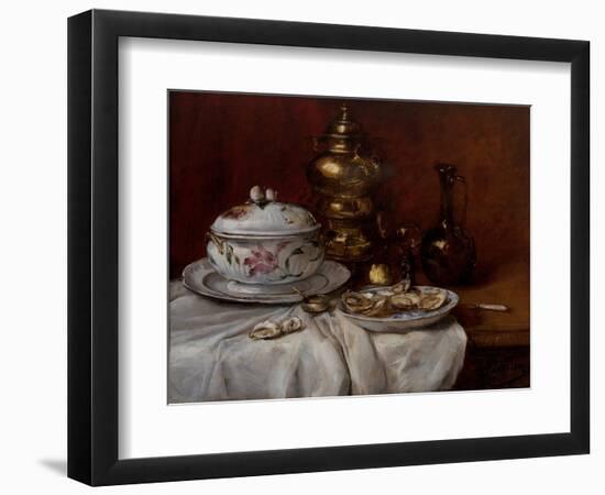 Still Life with Oysters, 19Th Century (Oil on Panel)-Antoine Vollon-Framed Giclee Print