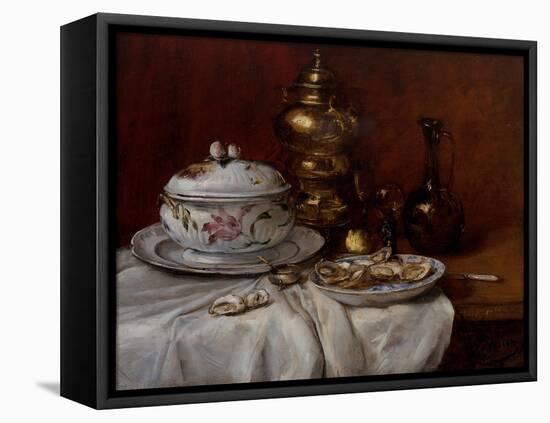 Still Life with Oysters, 19Th Century (Oil on Panel)-Antoine Vollon-Framed Stretched Canvas