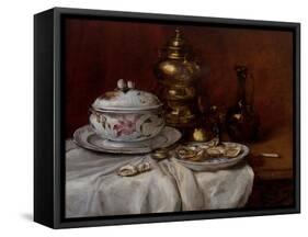 Still Life with Oysters, 19Th Century (Oil on Panel)-Antoine Vollon-Framed Stretched Canvas