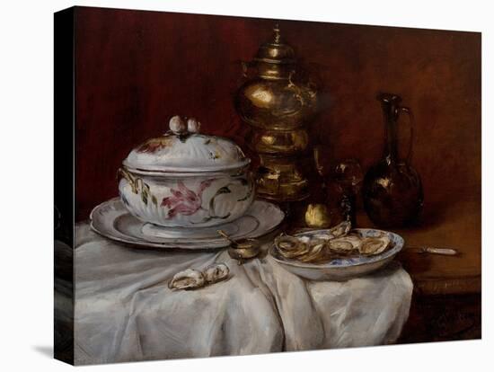 Still Life with Oysters, 19Th Century (Oil on Panel)-Antoine Vollon-Stretched Canvas