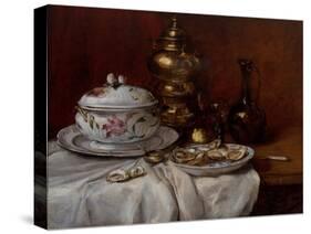 Still Life with Oysters, 19Th Century (Oil on Panel)-Antoine Vollon-Stretched Canvas