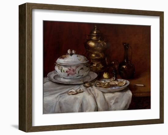 Still Life with Oysters, 19Th Century (Oil on Panel)-Antoine Vollon-Framed Giclee Print