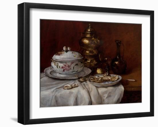 Still Life with Oysters, 19Th Century (Oil on Panel)-Antoine Vollon-Framed Giclee Print