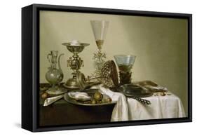 Still Life with Oysters and Nuts, 1637 (Oil on Panel)-Willem Claesz. Heda-Framed Stretched Canvas