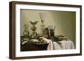 Still Life with Oysters and Nuts, 1637 (Oil on Panel)-Willem Claesz. Heda-Framed Giclee Print