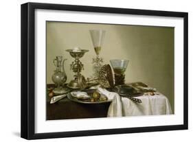 Still Life with Oysters and Nuts, 1637 (Oil on Panel)-Willem Claesz. Heda-Framed Giclee Print