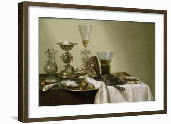 Still Life with Oysters and Nuts, 1637 (Oil on Panel)-Willem Claesz. Heda-Framed Giclee Print