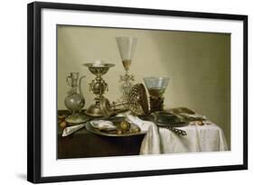 Still Life with Oysters and Nuts, 1637 (Oil on Panel)-Willem Claesz. Heda-Framed Giclee Print