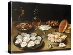 Still Life with Oysters, Sweetmeats and Roasted Chestnuts-Osias The Elder Beert-Stretched Canvas