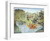 Still Life with Papaya and Cityscape, 2000-James Reeve-Framed Giclee Print