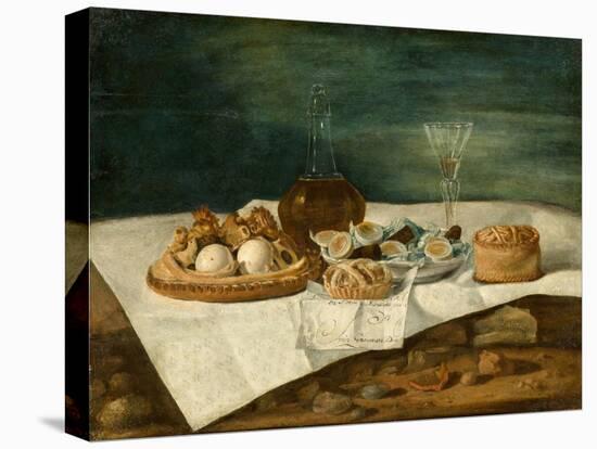 Still Life with Pasteries, Wine, and Eggs, c.1770-1790-Juan Bautista Romero-Stretched Canvas