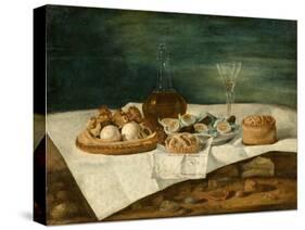 Still Life with Pasteries, Wine, and Eggs, c.1770-1790-Juan Bautista Romero-Stretched Canvas