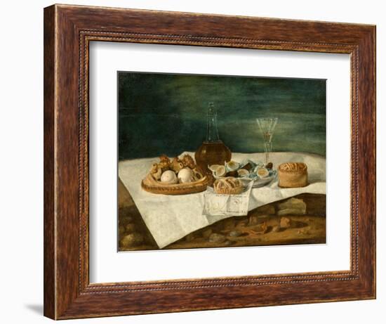 Still Life with Pasteries, Wine, and Eggs, c.1770-1790-Juan Bautista Romero-Framed Giclee Print