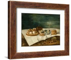 Still Life with Pasteries, Wine, and Eggs, c.1770-1790-Juan Bautista Romero-Framed Giclee Print