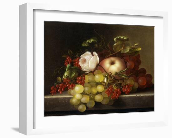 Still Life with Peach, Grapes and Rosehips, 1865-Adelheid Dietrich-Framed Giclee Print