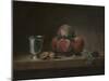 Still Life with Peaches, a Silver Goblet, Grapes, and Walnuts, c.1759-60-Jean-Baptiste Simeon Chardin-Mounted Giclee Print