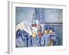 Still-Life with Peaches and Bottles-Paul Cézanne-Framed Giclee Print