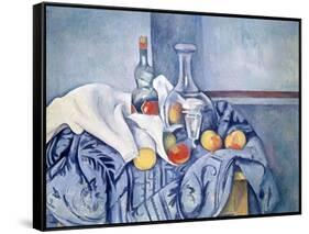 Still-Life with Peaches and Bottles-Paul Cézanne-Framed Stretched Canvas