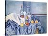 Still-Life with Peaches and Bottles-Paul Cézanne-Stretched Canvas