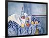 Still-Life with Peaches and Bottles-Paul Cézanne-Framed Giclee Print