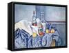 Still-Life with Peaches and Bottles-Paul Cézanne-Framed Stretched Canvas
